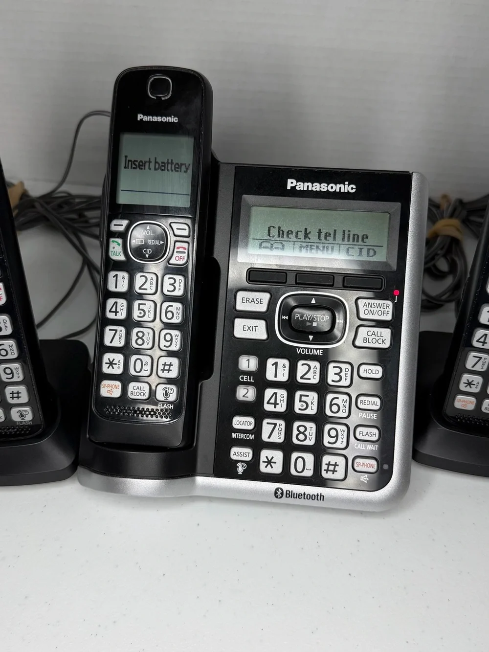 Panasonic Black Cordless Handsets with Orange Backlit Keypads